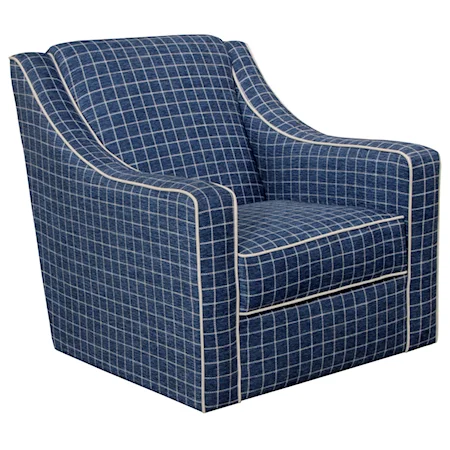 Transitional Swivel Chair with Accent Welt Trim